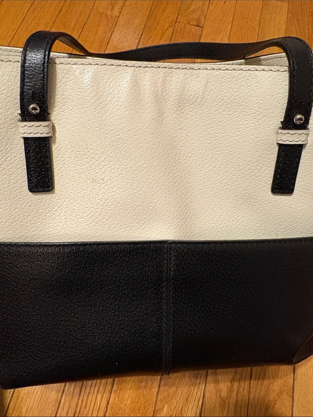 kate spade Two-Tone Black and Cream Leather Tote